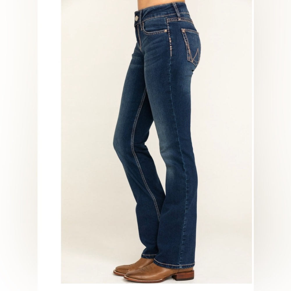 Wrangler mae mid-rise HT wash retro boot cut jeans size 24/00x34 new - Picture 3 of 12